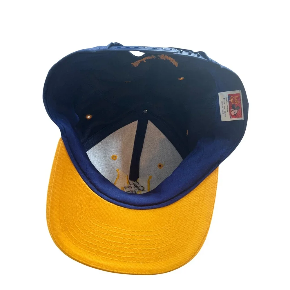 Vintage Fresh Caps Drew Pearson Mickey Mouse Snapback Hat Navy Blue Yellow 90s
